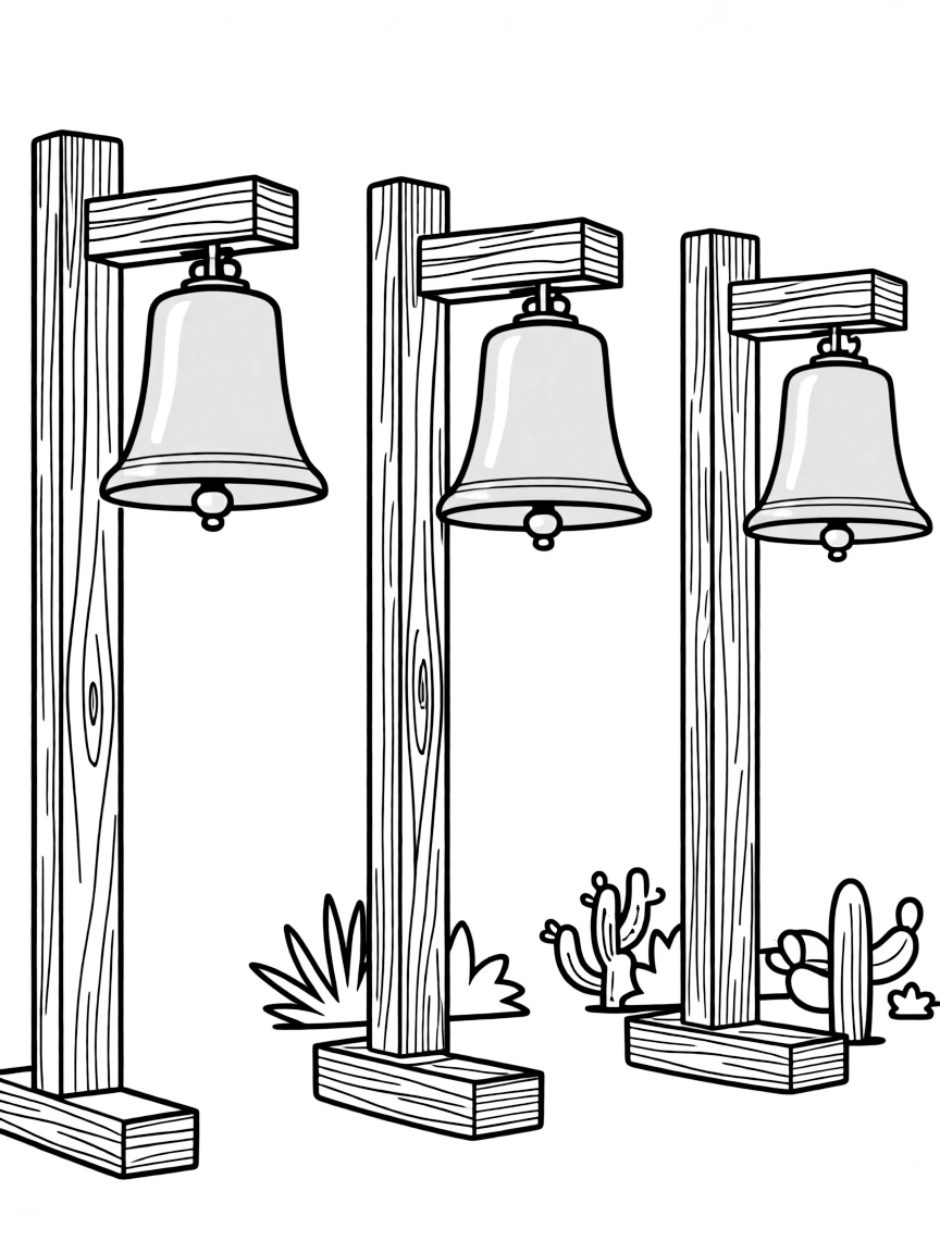 (California) Mission bells hanging from posts