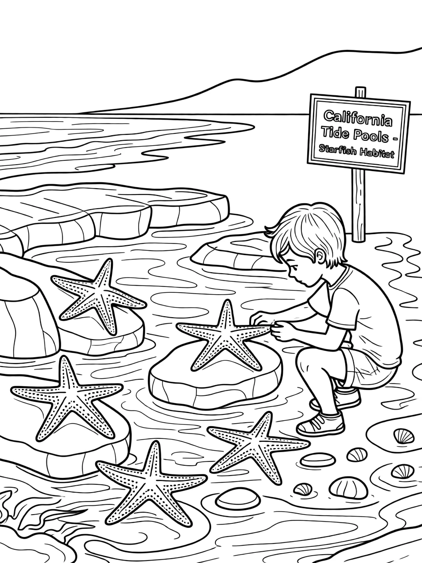 (California) California tide pools with starfish