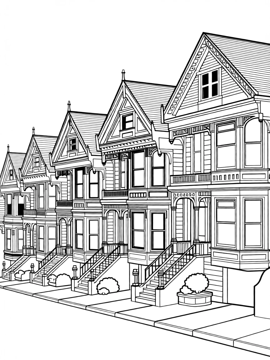 (California) San Francisco Victorian houses