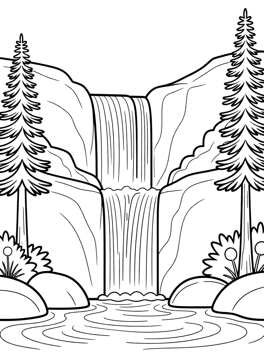 (California) Yosemite waterfall cascading down rocks