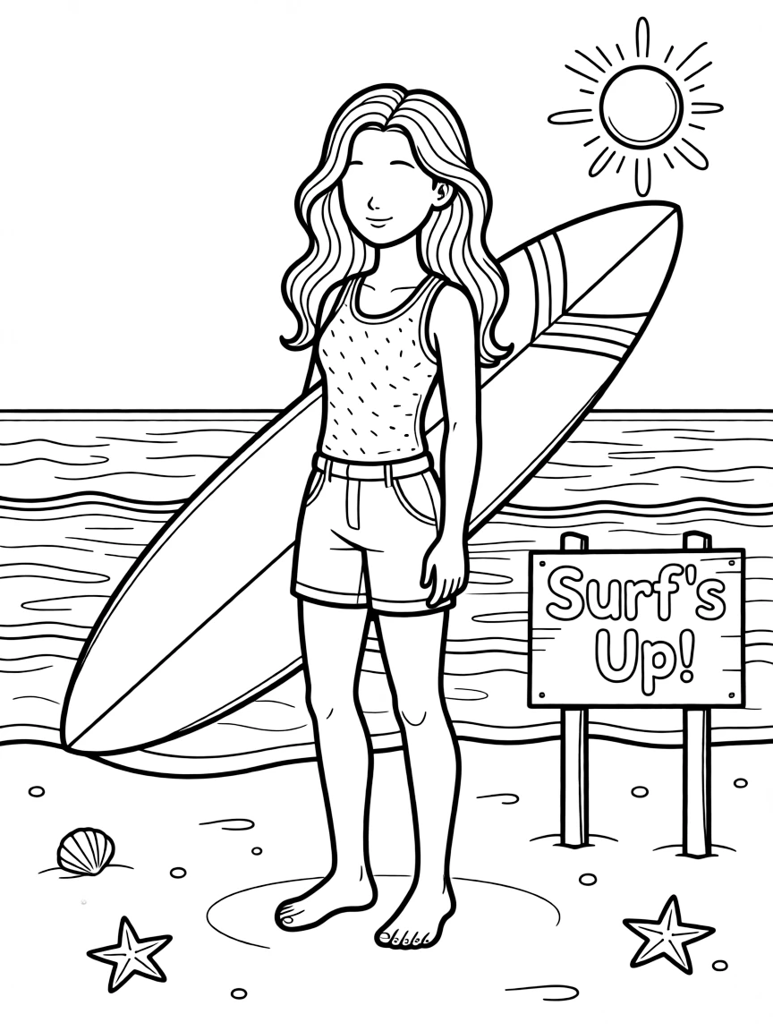 (California) California surfer girl with surfboard