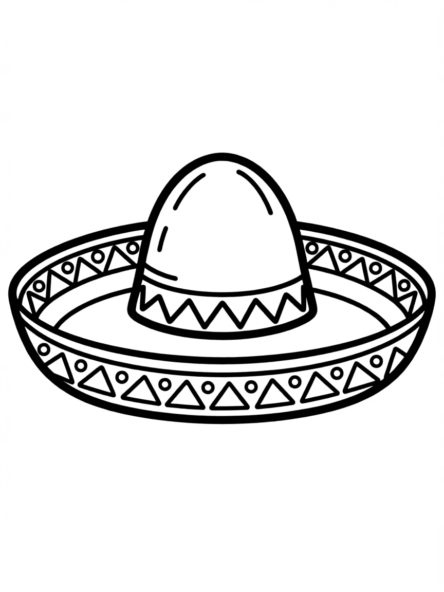 (Mexico) A traditional Mexican sombrero with decorative patterns around the brim