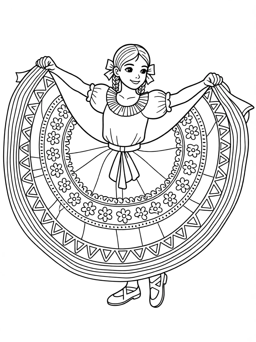 (Mexico) A child dancer in traditional Mexican folklorico dress