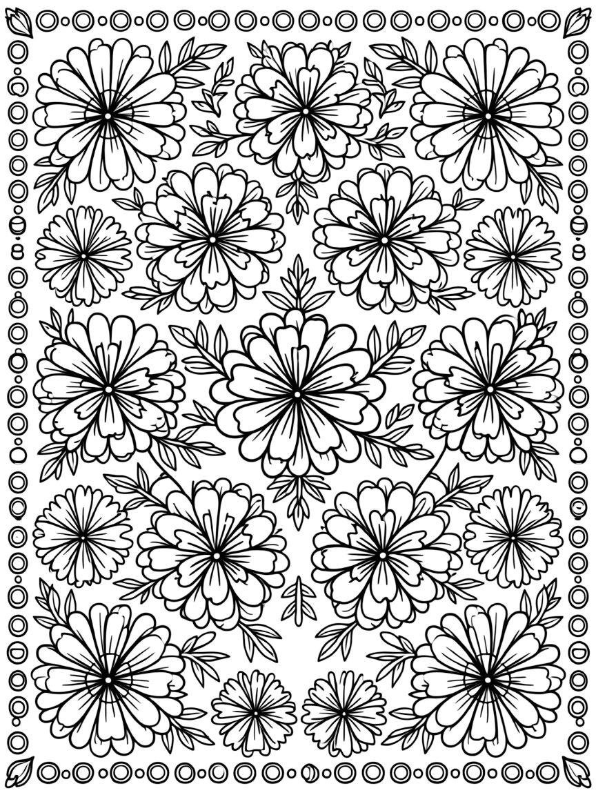 (Mexico) Marigold flowers (cempasúchil) in a decorative pattern