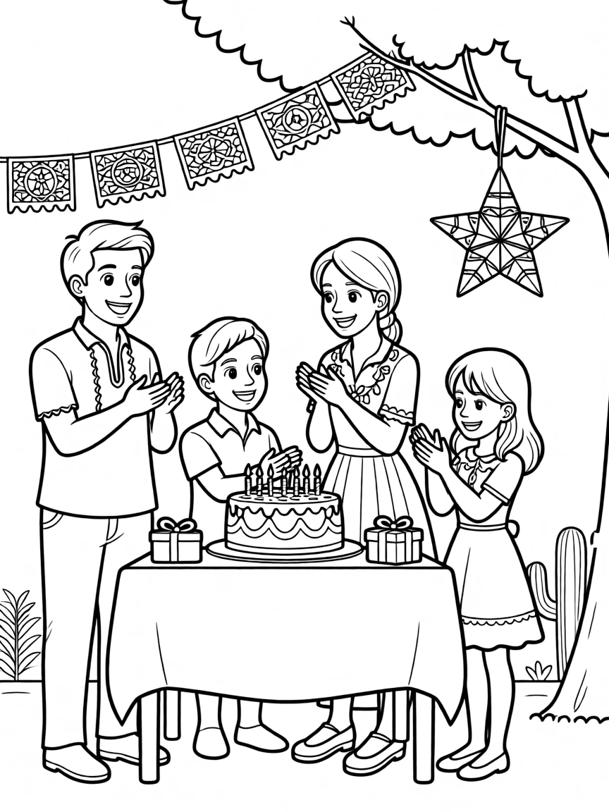 (Mexico) A friendly Mexican family celebrating together