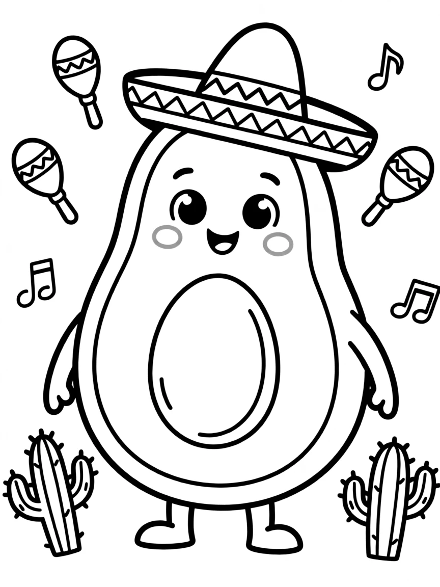 (Mexico) A cute cartoon avocado with a happy face