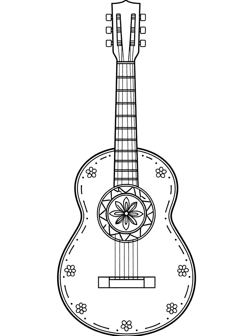 (Mexico) A traditional Mexican guitar with decorative sound hole