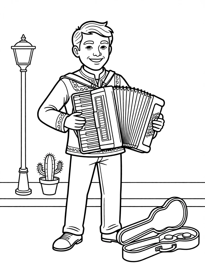 (Mexico) A friendly Mexican street musician with accordion