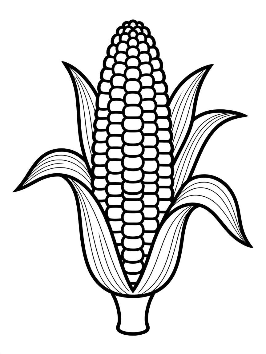 (Mexico) A basic drawing of corn (maíz) on the cob with kernels
