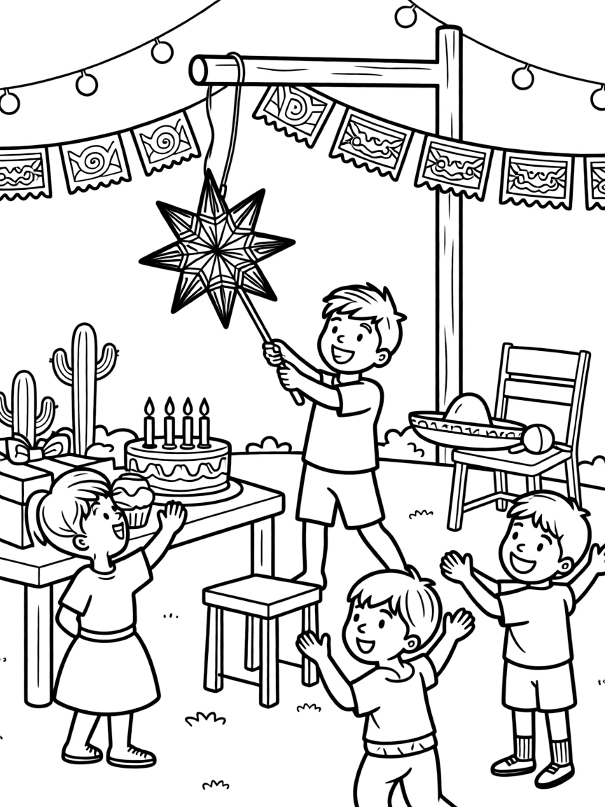 (Mexico) A festive Mexican birthday party scene