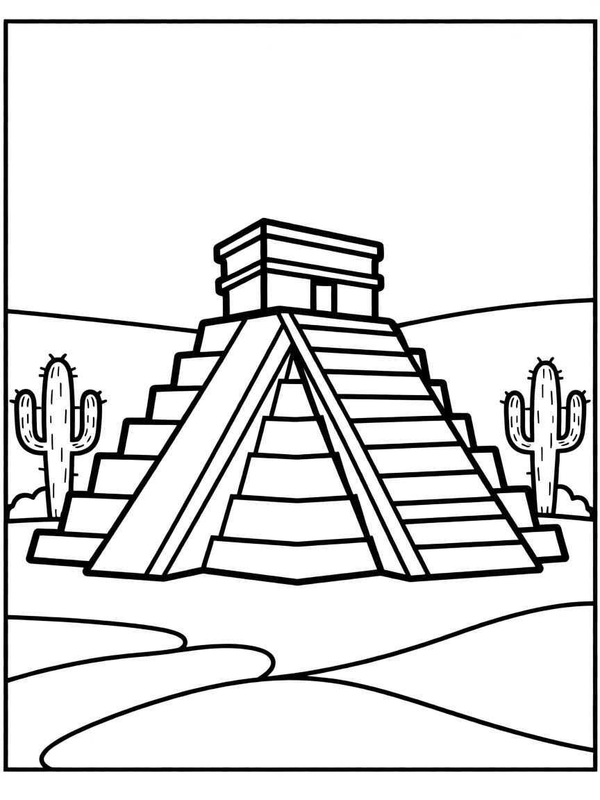 (Mexico) A basic outline of Chichen Itza pyramid