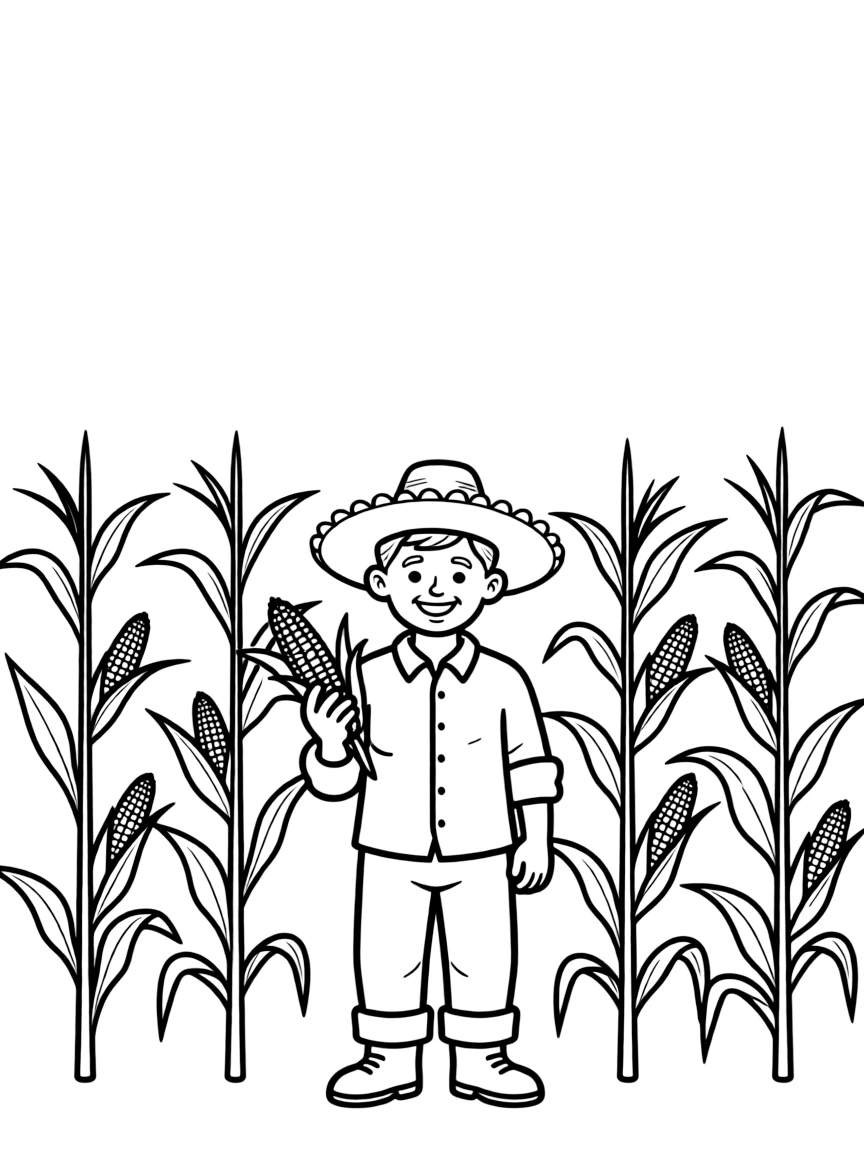 (Mexico) A friendly Mexican farmer with corn plants