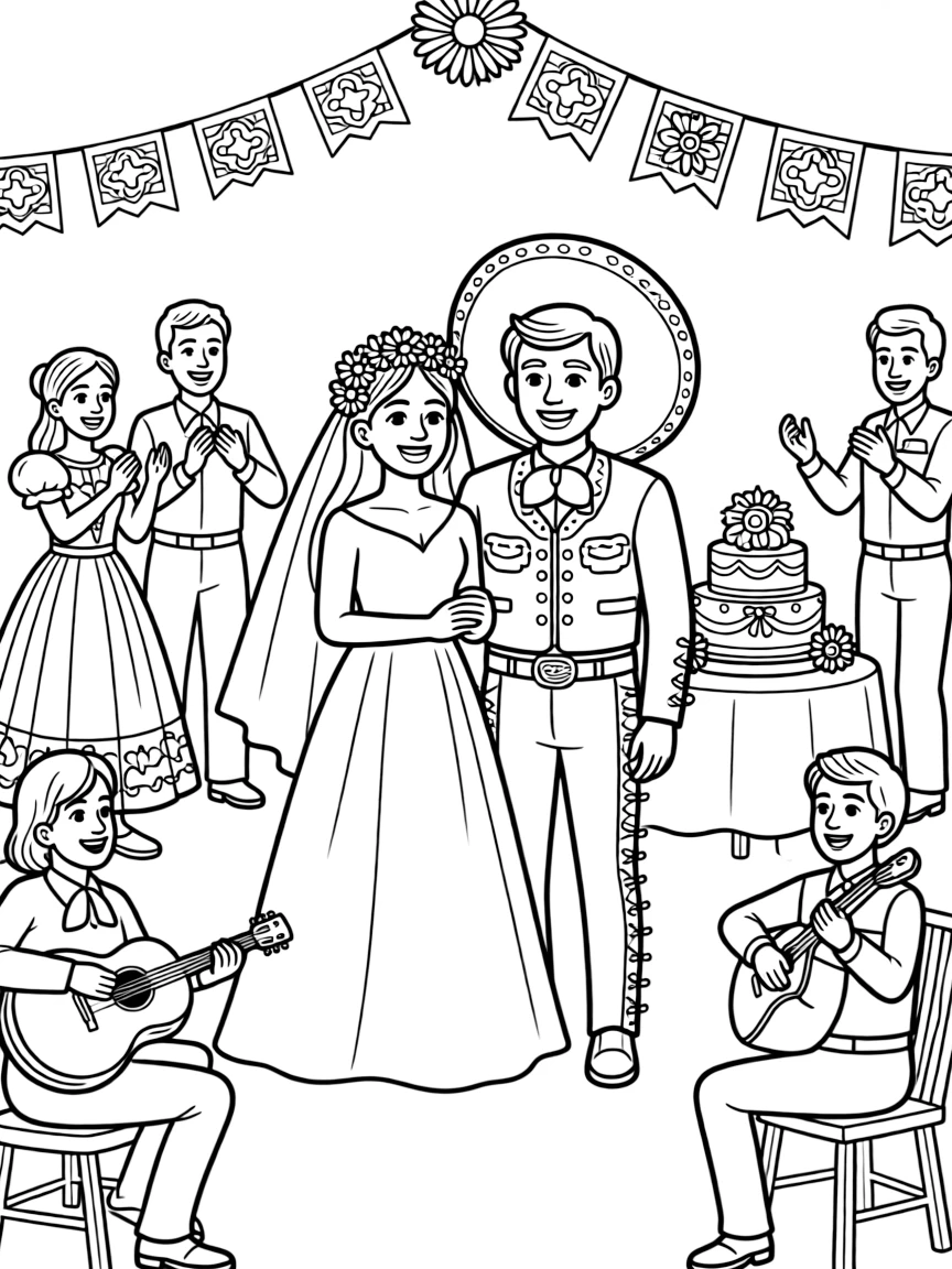 (Mexico) A traditional Mexican wedding celebration scene