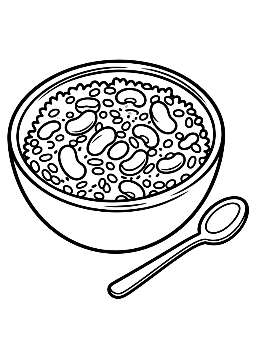 (Mexico) A basic drawing of Mexican rice and beans
