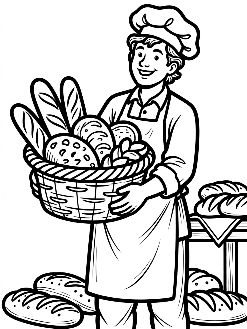 (Mexico) A friendly Mexican baker with fresh bread