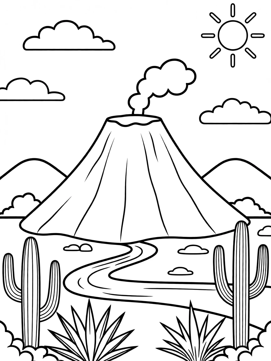 (Mexico) A simple Mexican volcano with surrounding landscape
