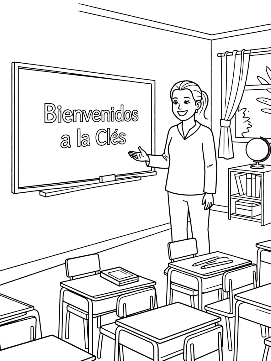 (Mexico) A friendly Mexican teacher in classroom