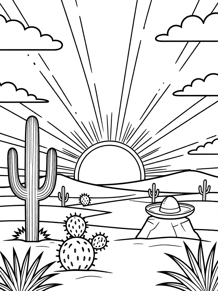 (Mexico) A colorful Mexican sunset over desert