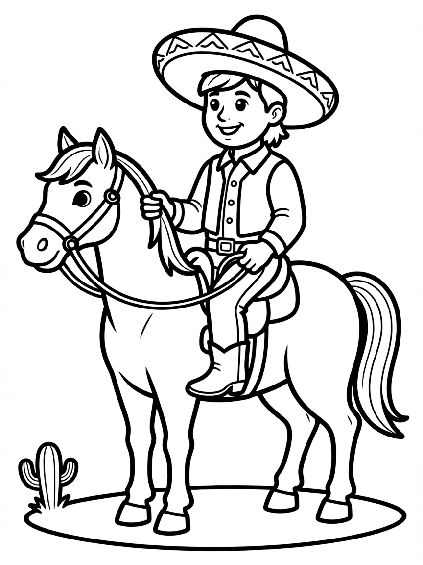 (Mexico) A friendly Mexican cowboy (vaquero) on horse