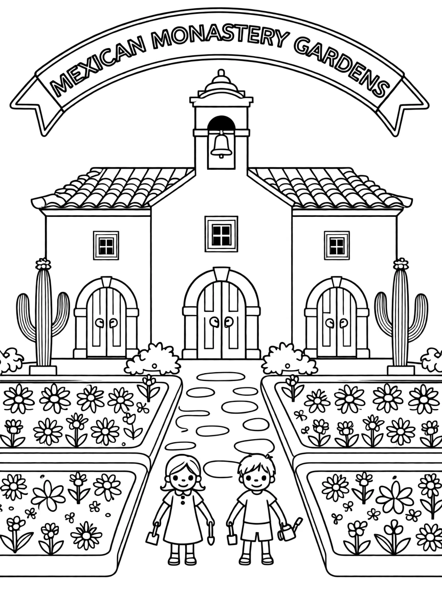 (Mexico) A simple Mexican monastery with gardens