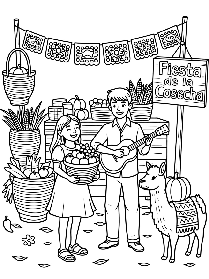 (Mexico) A traditional Mexican harvest festival scene