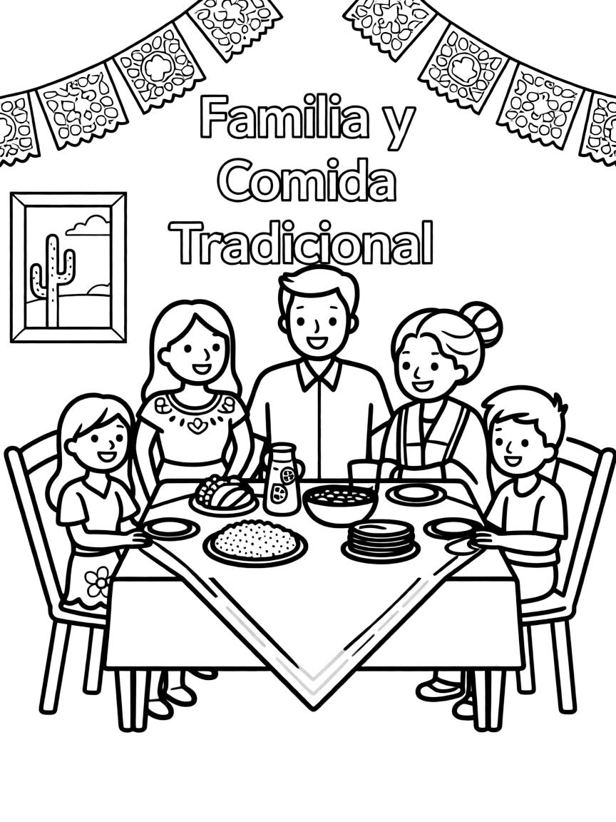 (Mexico) A traditional Mexican family dinner scene