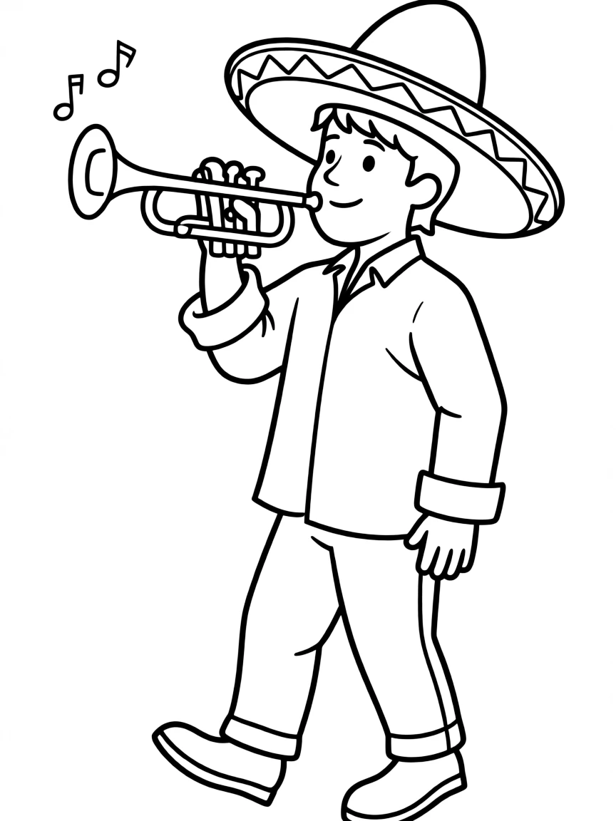 (Mexico) A friendly Mexican musician with trumpet