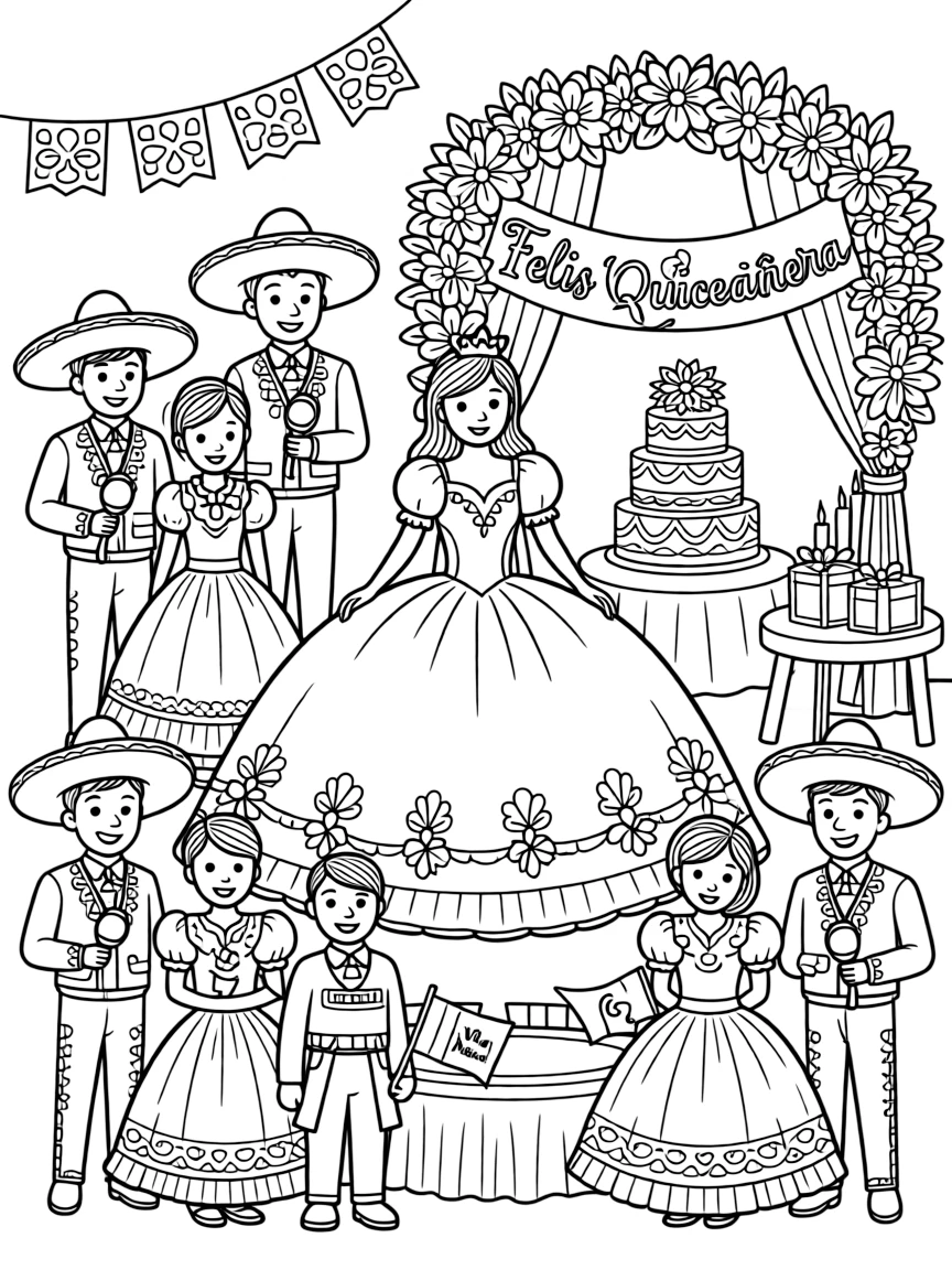 (Mexico) A traditional Mexican quinceañera celebration