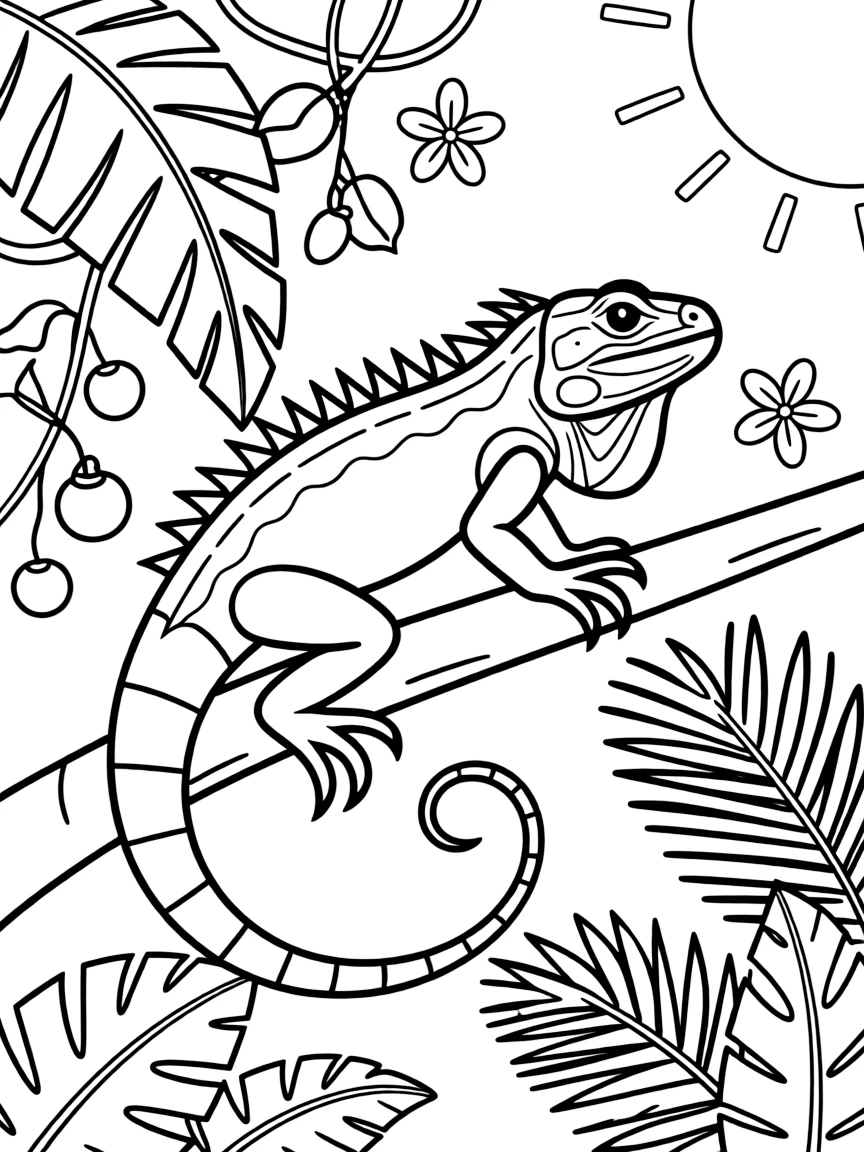 (Mexico) A colorful Mexican iguana in jungle setting