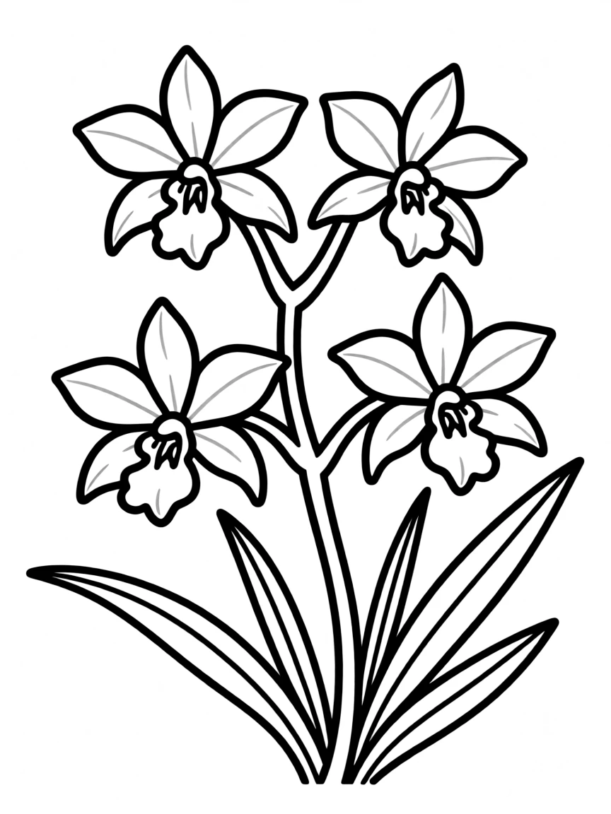 (Mexico) A basic drawing of Mexican vanilla orchids