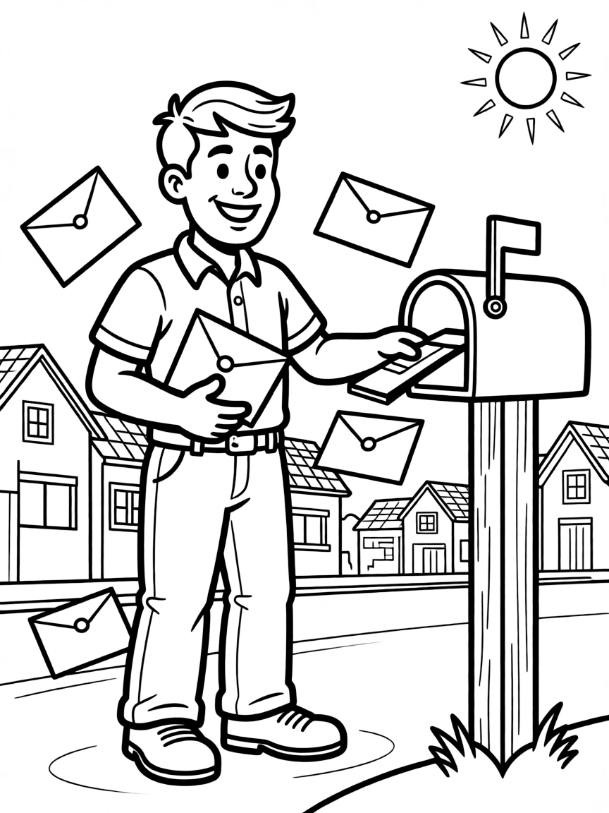 (Mexico) A friendly Mexican mailman delivering letters