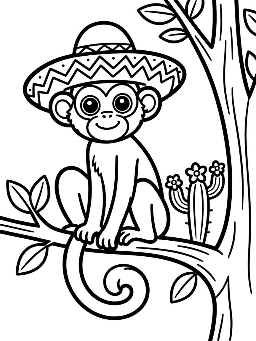 (Mexico) A cute cartoon Mexican spider monkey