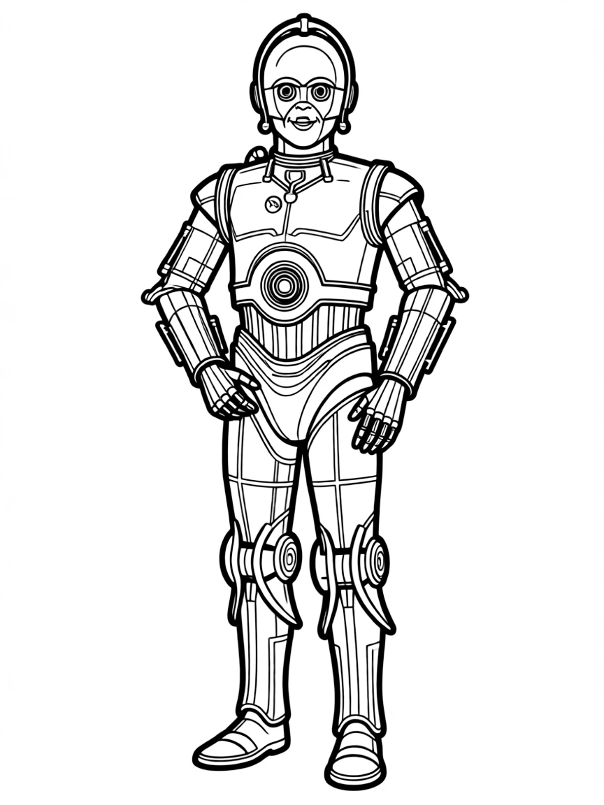 (Star Wars) C-3PO standing with his shiny metal body