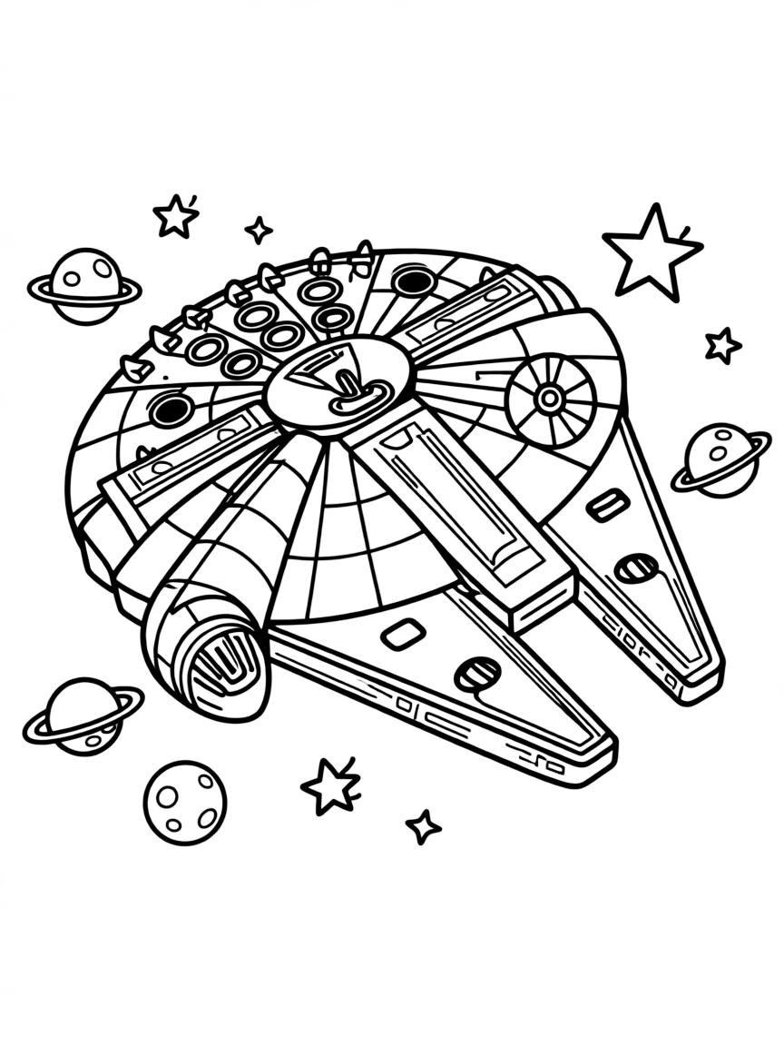 (Star Wars) The Millennium Falcon flying through space