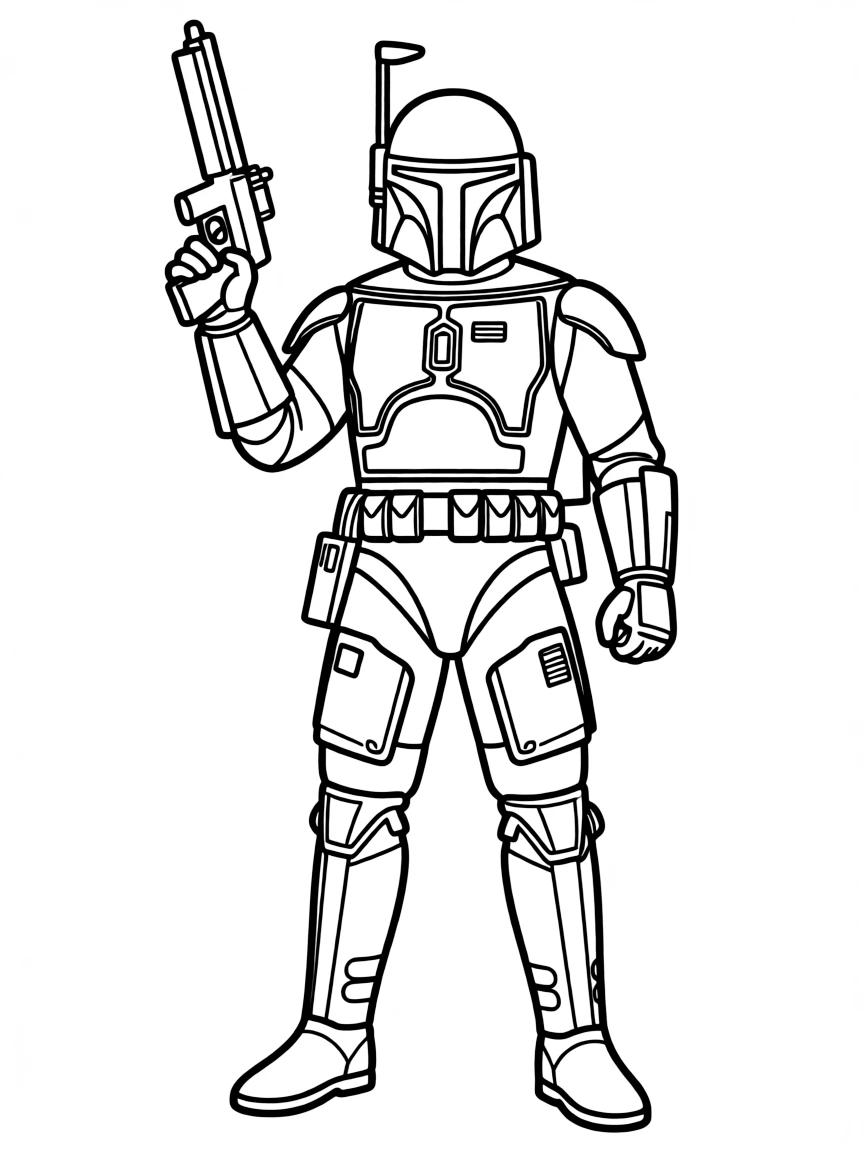 (Star Wars) Boba Fett in his armor holding his weapon