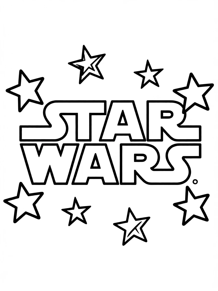 (Star Wars) The Star Wars logo with stars around it