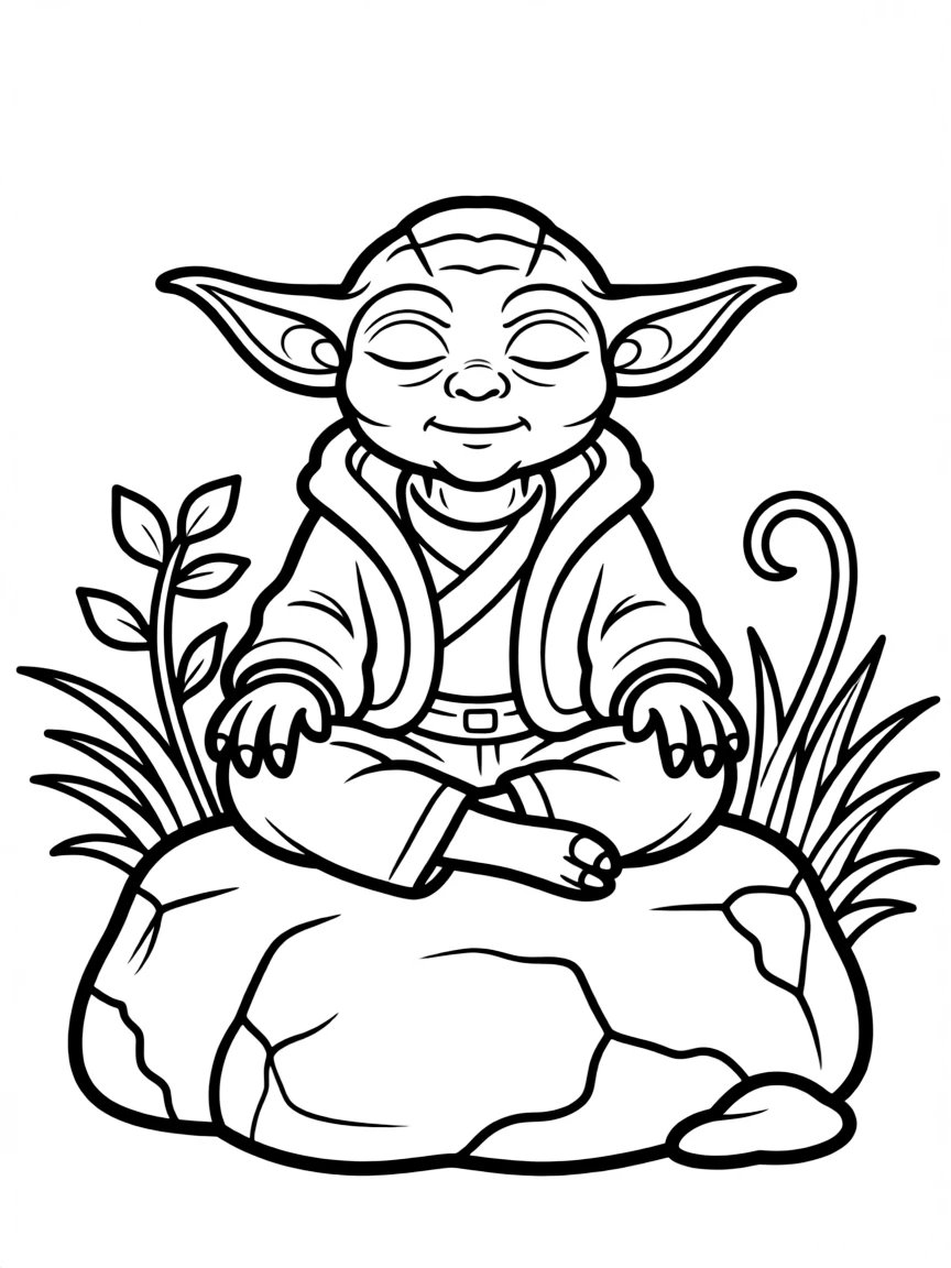 (Star Wars) Yoda meditating on a rock