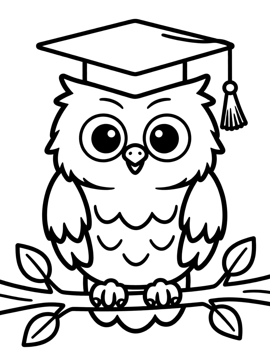 A cute owl wearing a graduation cap