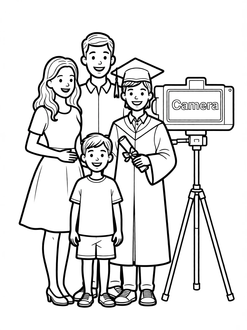 A family taking a picture with the graduate