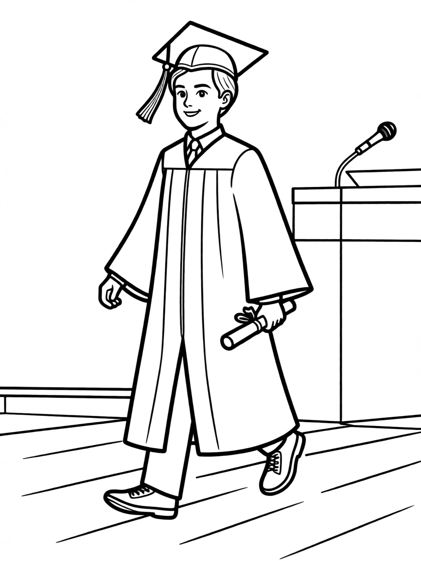 A graduate walking across the stage