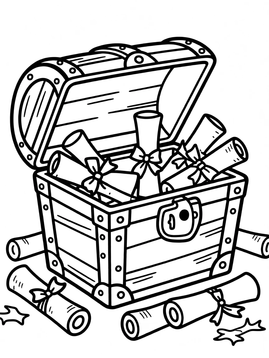 A treasure chest filled with diplomas