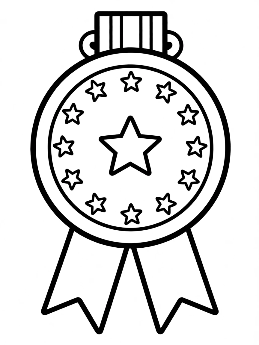A kids’ graduation medal with stars and ribbons