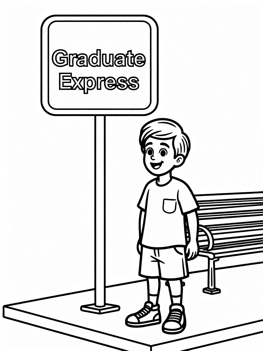 A bus stop sign that says “Graduate Express”