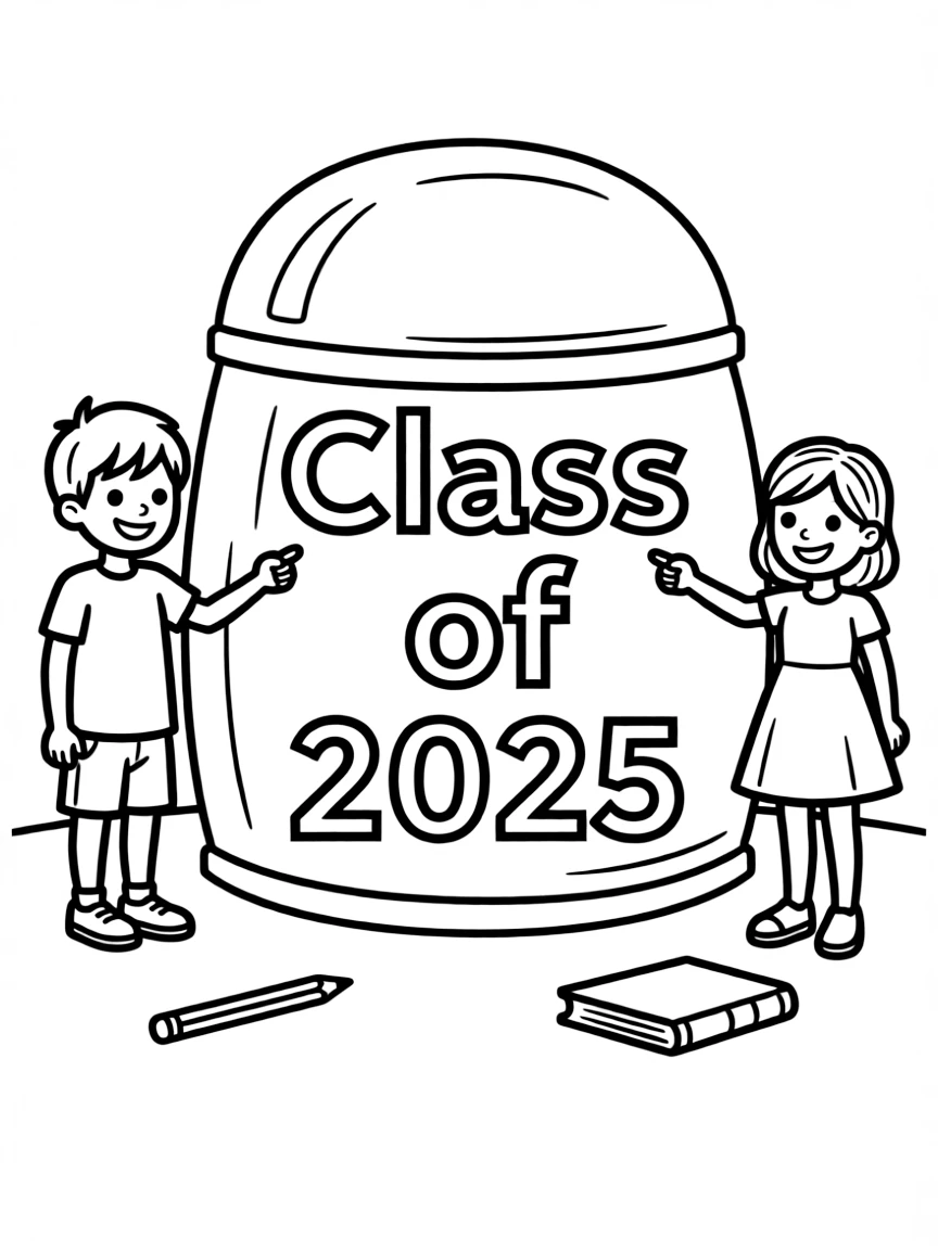 A time capsule labeled “Class of 2025”