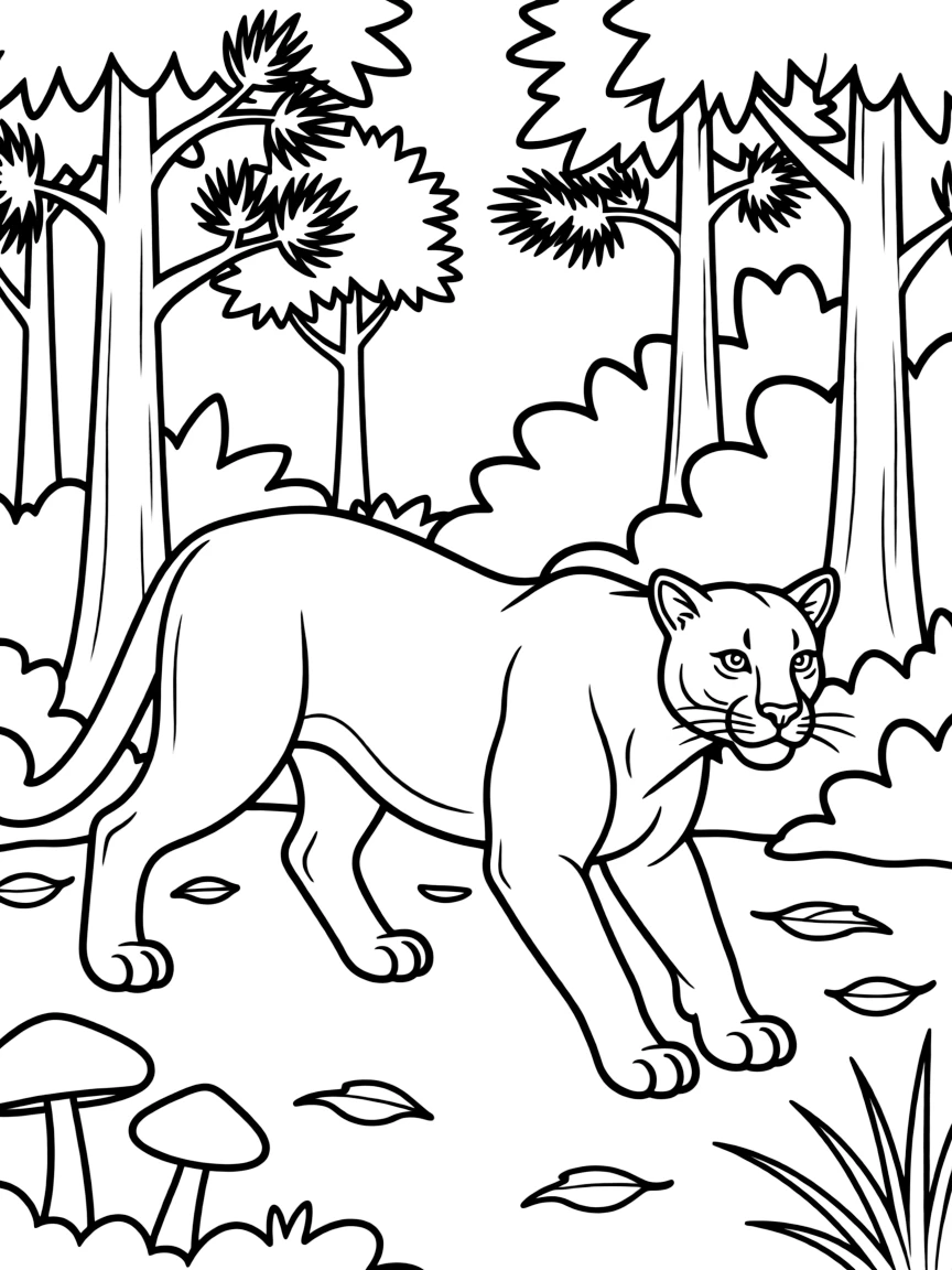 (Florida) A Florida panther prowling through the forest