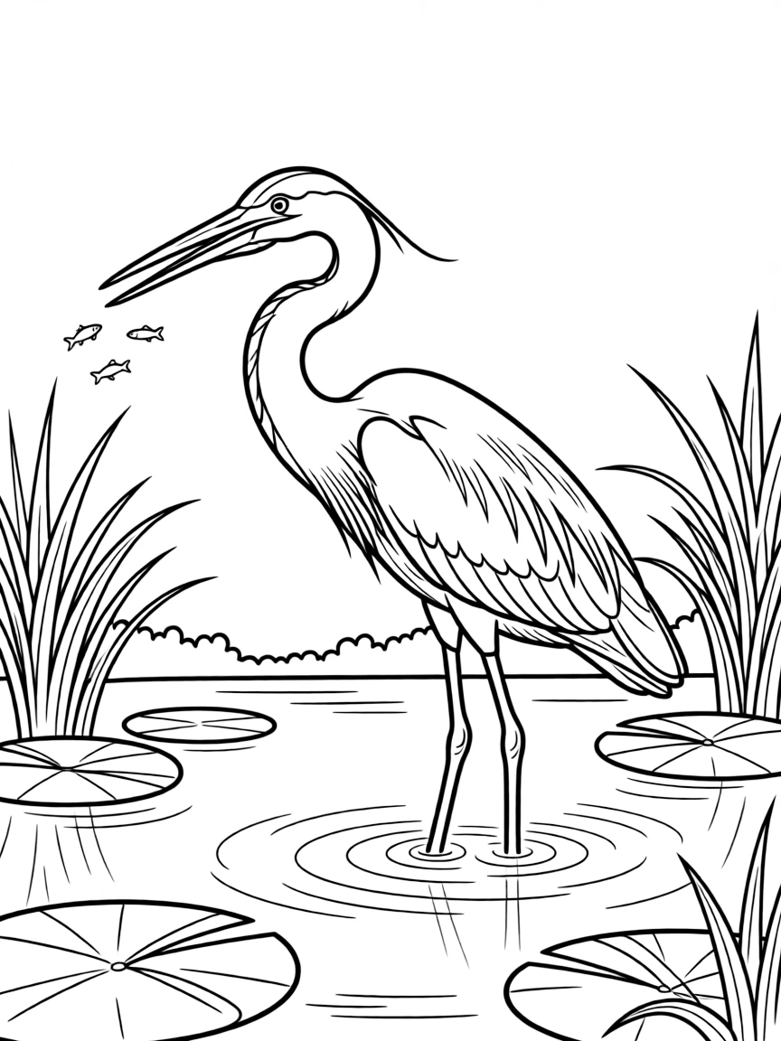 (Florida) A great blue heron fishing in a pond