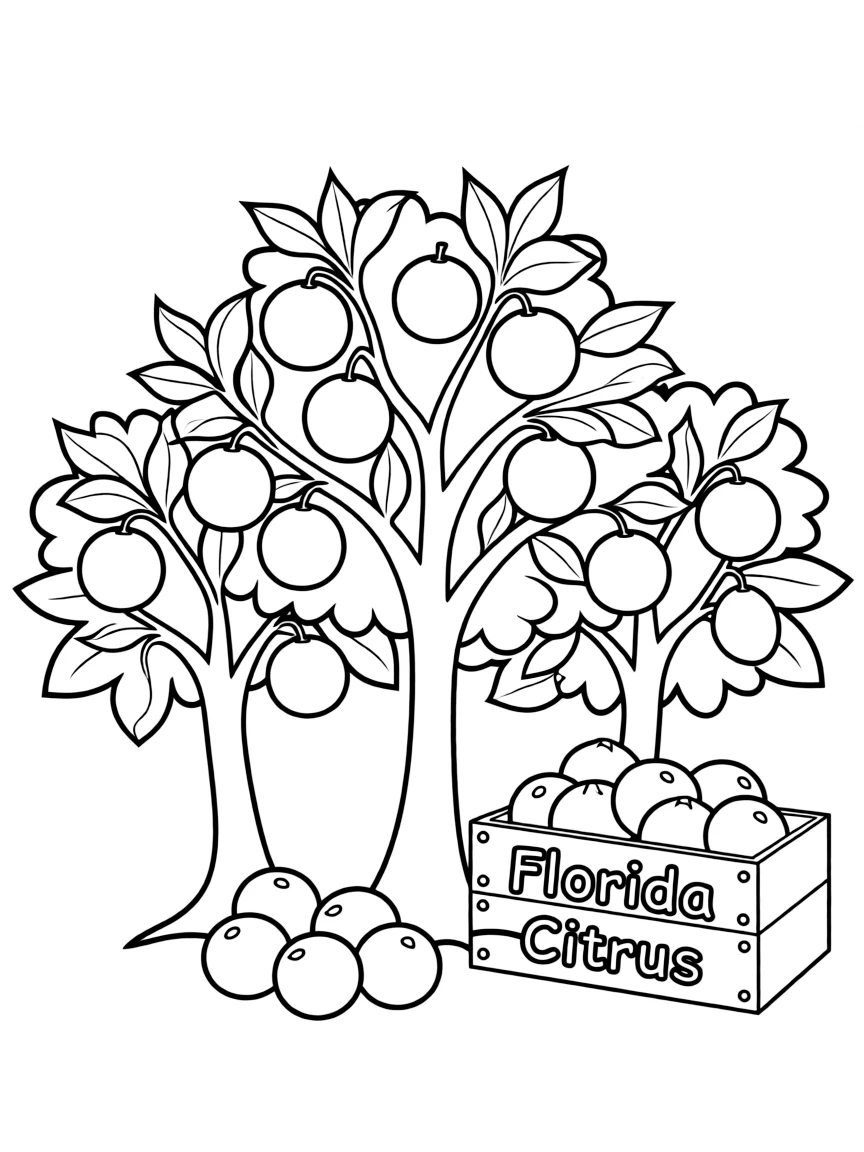 (Florida) Citrus fruits (oranges, grapefruits, limes) on trees