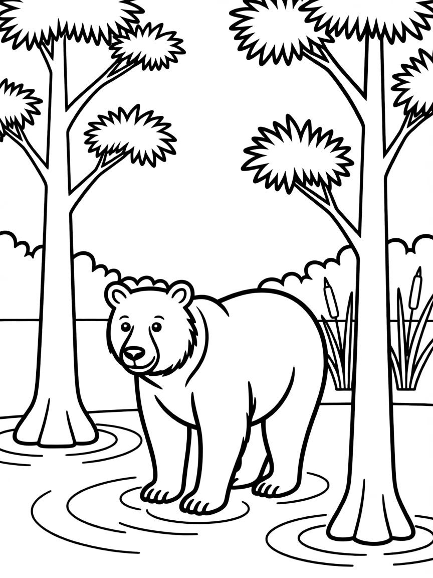 (Florida) A Florida black bear in a cypress swamp