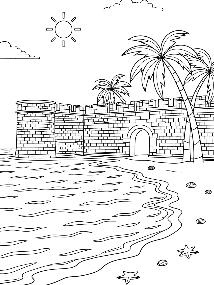 (Florida) Dry Tortugas National Park with fort walls