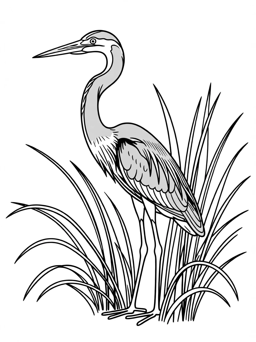 (Florida) A tricolored heron standing in marsh grass